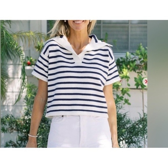Tuckernuck Sweaters - TUCKERNUCK Ivory Navy Stripe Claire Sweater Sz XS NEW Preppy Nautical July 4th